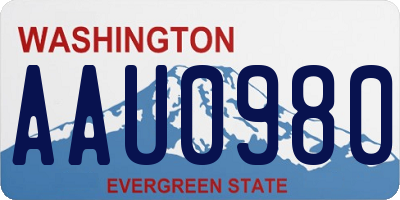 WA license plate AAU0980