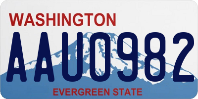 WA license plate AAU0982
