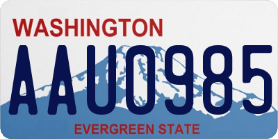 WA license plate AAU0985