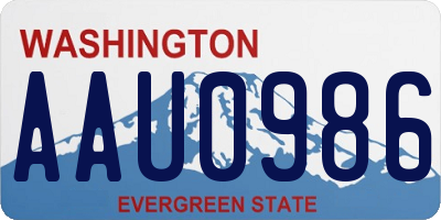 WA license plate AAU0986