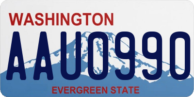 WA license plate AAU0990