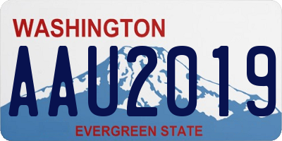 WA license plate AAU2019