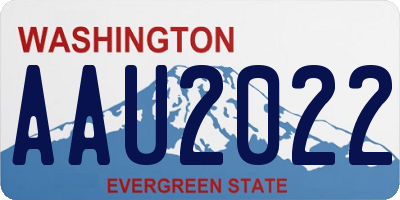 WA license plate AAU2022