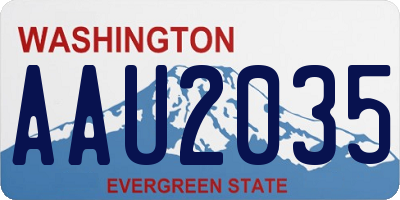 WA license plate AAU2035