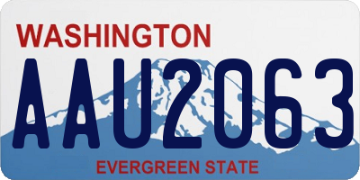 WA license plate AAU2063