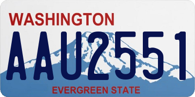 WA license plate AAU2551
