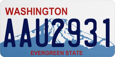 WA license plate AAU2931