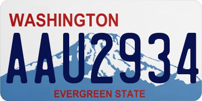 WA license plate AAU2934