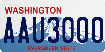 WA license plate AAU3000