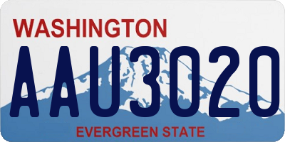WA license plate AAU3020