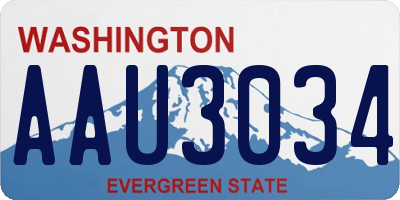 WA license plate AAU3034