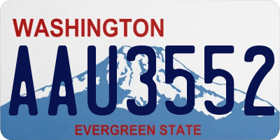 WA license plate AAU3552