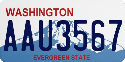 WA license plate AAU3567