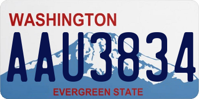 WA license plate AAU3834