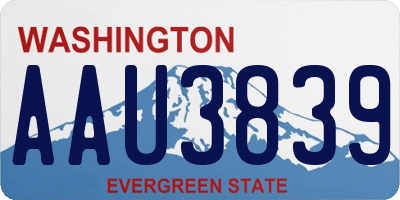 WA license plate AAU3839