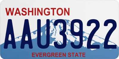 WA license plate AAU3922