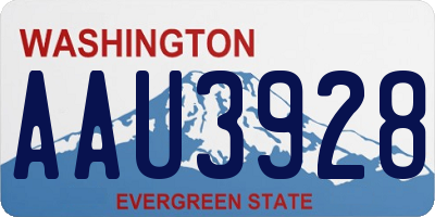 WA license plate AAU3928