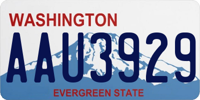 WA license plate AAU3929