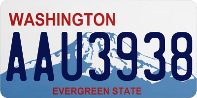 WA license plate AAU3938