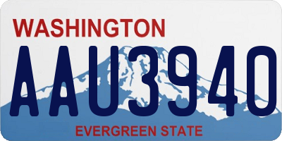 WA license plate AAU3940