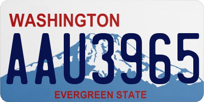 WA license plate AAU3965