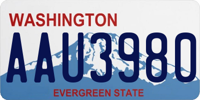 WA license plate AAU3980