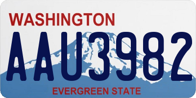 WA license plate AAU3982