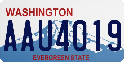 WA license plate AAU4019