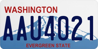 WA license plate AAU4021