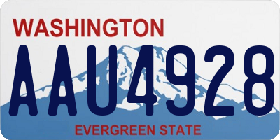 WA license plate AAU4928