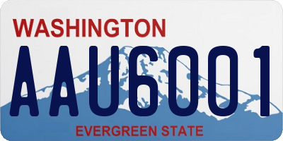 WA license plate AAU6001
