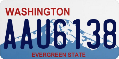 WA license plate AAU6138