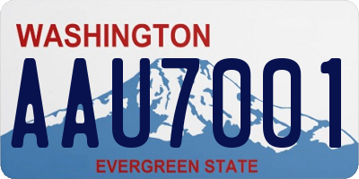 WA license plate AAU7001