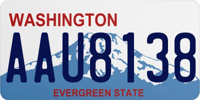 WA license plate AAU8138