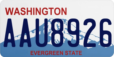 WA license plate AAU8926