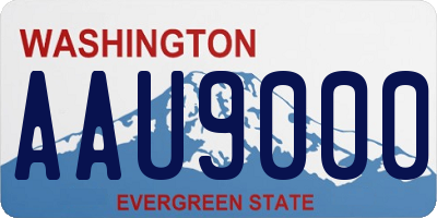 WA license plate AAU9000