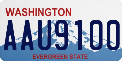 WA license plate AAU9100