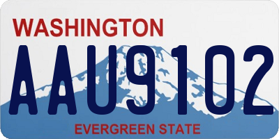 WA license plate AAU9102