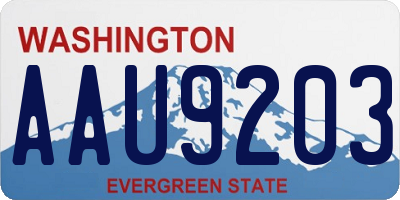 WA license plate AAU9203