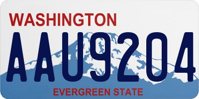 WA license plate AAU9204