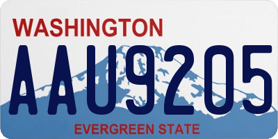 WA license plate AAU9205