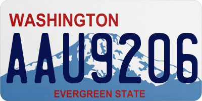 WA license plate AAU9206