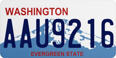 WA license plate AAU9216