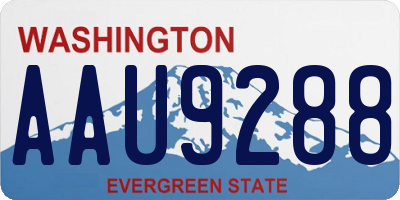 WA license plate AAU9288