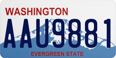 WA license plate AAU9881