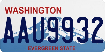 WA license plate AAU9932