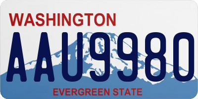 WA license plate AAU9980