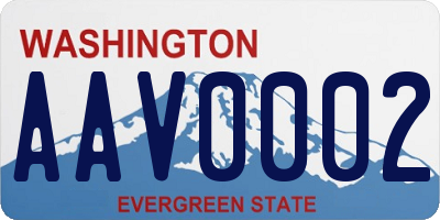 WA license plate AAV0002