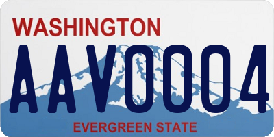 WA license plate AAV0004