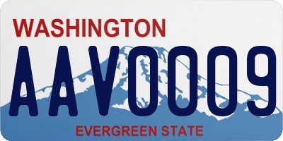 WA license plate AAV0009